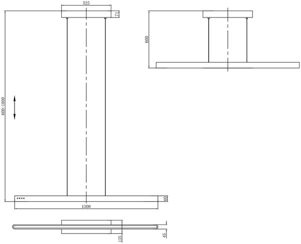 LED Pendelleuchte DONEGAL elektrisch höhenverstellbar, Tageslicht, Breite 150cm Bild 10