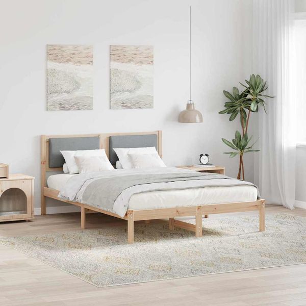 vidaXL Bettrahmen Hellgrau 140 x 190 cm Massives Kiefernholz 878124