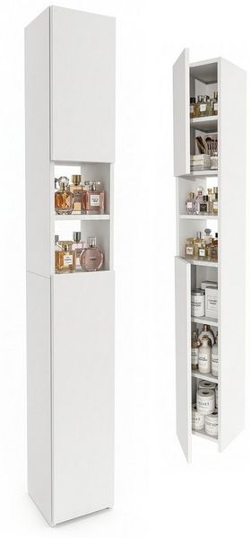 TREND WERK Hochschrank Badschrank schmal stehend B24 x T31 x H172 cm (Schmaler Badezimmerschrank mit Regalfächern & Stauraum) Holzoptik, offene & geschlossene Fächer, Standregal Bad, platzsparend