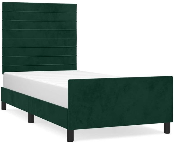 Einzelbettgestell Design für Erwachsene ohne Matratze Dunkelgrün 90x190 cm Samt d4804e