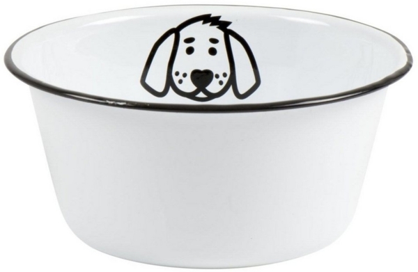 Laursen Fressnapf Hund, Emaille schwarz / weiß, Ø x H: 17x8 cm