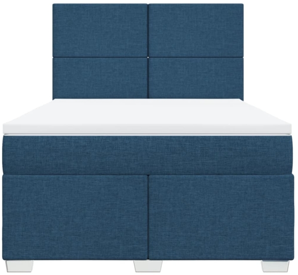 vidaXL Boxspringbett mit Matratze Blau 140x200 cm Stoff 3292810 Bild 5