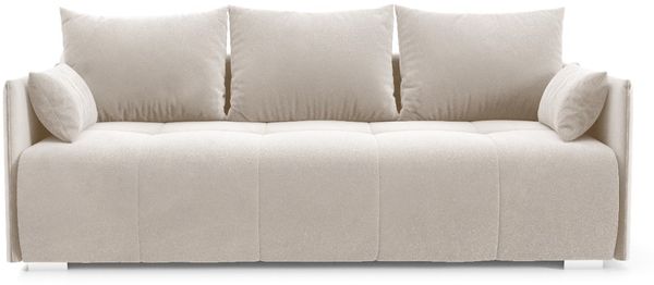 Wohnero24 NESSA Sofa mit Schlaffunktion 191x142 cm – Schlafsofa Creme 3-Sitzer mit Bettkasten