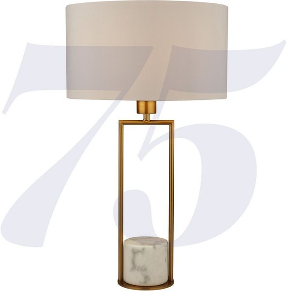Searchlight Tischleuchte Claire Table Lamp - Gold Metal, White Marble & White Shade, Leuchtmittel wechselbar