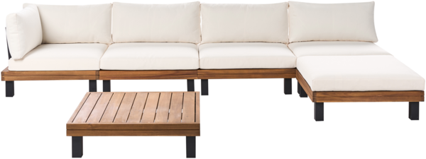 Garten Ecksofa mit Tisch 5-Sitzer FRAZZANO zertifiziertes Akazienholz Cremeweiß