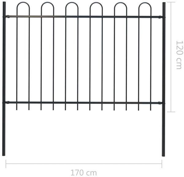vidaXL Gartenzaun BOXTEL mit Bügelaufsatz Stahl 181 x 120 cm Schwarz 144931 Bild 5