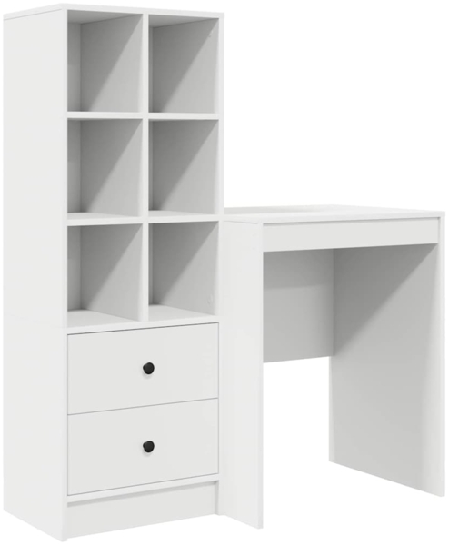 vidaXL Schreibtisch mit Stauraum mit Regal 2 pcs Weiß Holzwerkstoff 3337337 Bild 1