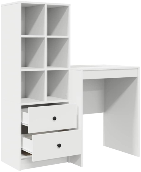 vidaXL Schreibtisch mit Stauraum mit Regal 2 pcs Weiß Holzwerkstoff 3337337 Bild 6