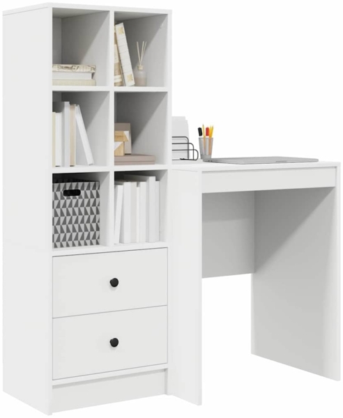 vidaXL Schreibtisch mit Stauraum mit Regal 2 pcs Weiß Holzwerkstoff 3337337 Bild 2