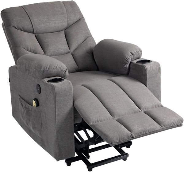 Lounger Sessel POZNAN - Stoff Grau 84x95x104 cm | Loungesessel Wohnzimmer Bequem Lounger Clubsessel Sofa