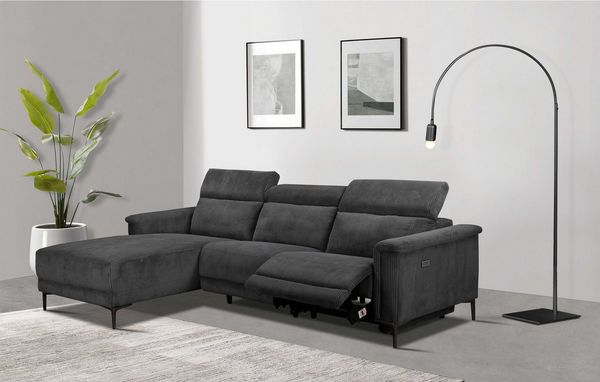Places of Style Ecksofa Lund in Cord, L-Form, 261 cm, mit manueller, o. elektrischer Relaxfunktion, USB, Kopfteilverstellung