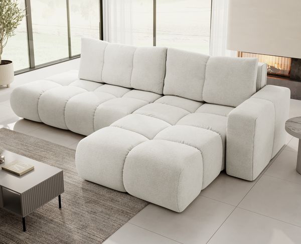 AX LIVING Ecksofa mit Schlaffunktion Hosio 288 cm breit in stilvollem Cremefarbton Rechts
