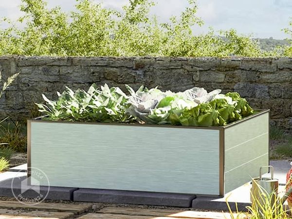 GFP HALFSIZE Aluminium Hochbeet - Platzsparendes & Stabiles Gartenbeet in Aluminium eloxiert - 119 x 99 x 39 cm - Ideales halbhohes Modell für Familien-Gartenspaß