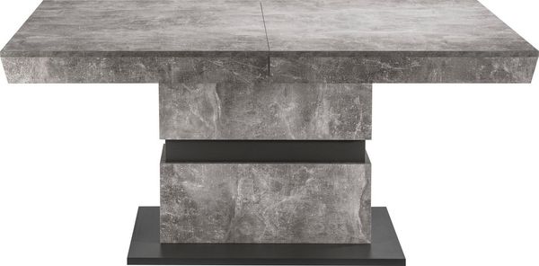 Esszimmertisch /Küchen-Tisch 160 cm mit Auszugsfunktion auf 215 cm /Auszugstisch Light Atelier Beton-Optik grau /Esstisch ausziehbar mit Einlegeplatte /160-215 x 90 x 75 cm (LxBxH)