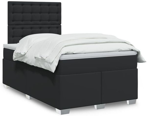 vidaXL Boxspringbett mit Matratze Schwarz 120x190 cm Kunstleder 3293012