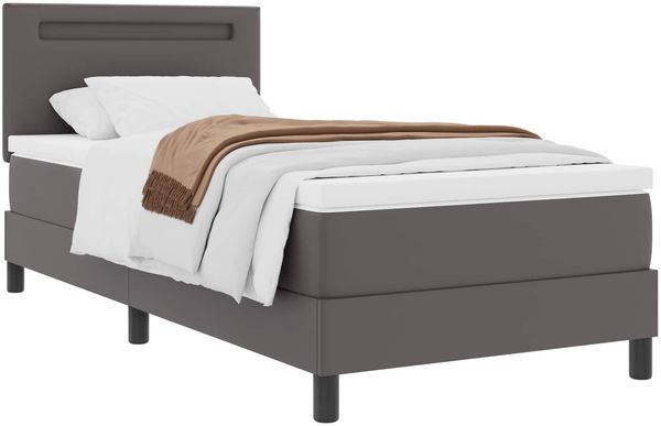 vidaXL Boxspringbett mit Matratze Grau 90 x 190 cm Kunstleder 3339030 Bild 3
