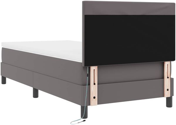 vidaXL Boxspringbett mit Matratze Grau 90 x 190 cm Kunstleder 3339030 Bild 10