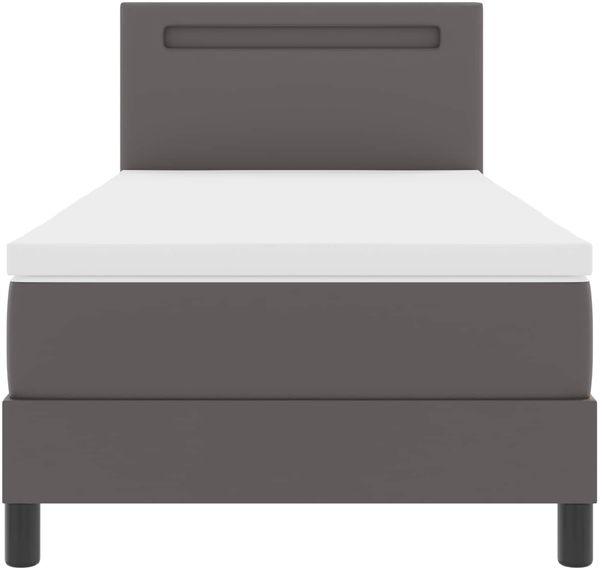 vidaXL Boxspringbett mit Matratze Grau 90 x 190 cm Kunstleder 3339030 Bild 8