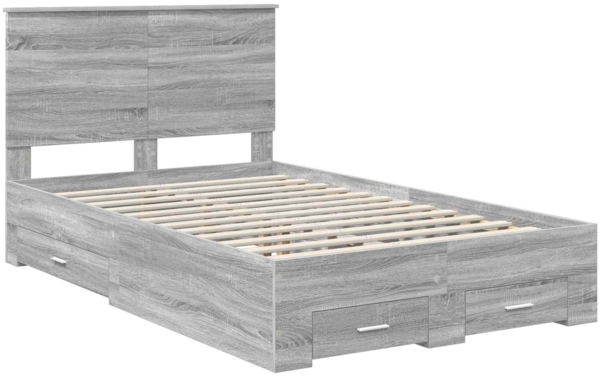 vidaXL Bettrahmen Graues Sonoma 135x190 cm Holzwerkstoff 3409663 Bild 3