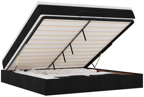 vidaXL Ottoman-Bett mit Matratze Schwarz 180x200 cm Stoff 3311129