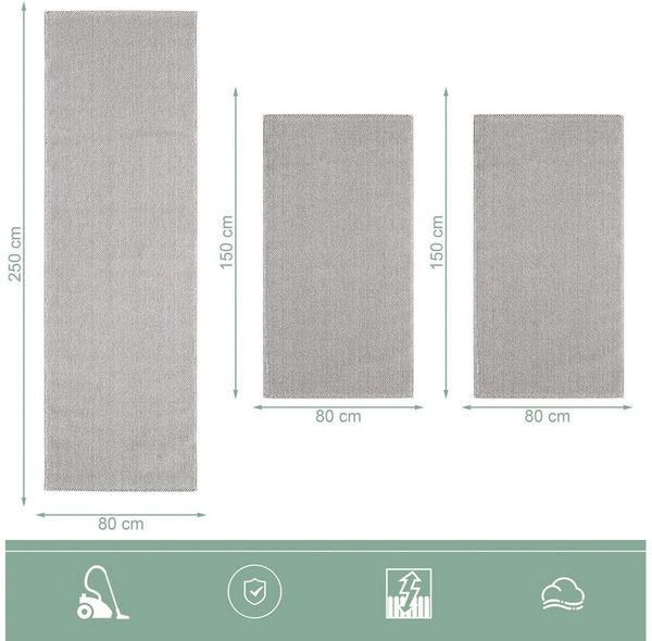 SIMPEX24 Kurzflor-Bettumrandung Bordüre Design, Höhe 7 mm, (Bett-Set, 3-tlg, Bettvorlage), Schlafzimmer Teppich Bettumrandung Läufer Set 3 teilig