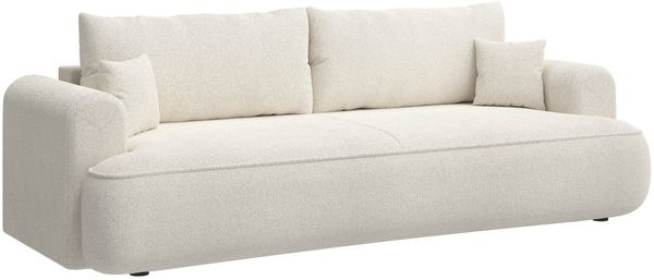 Selsey 'Ovo' 3-Sitzer Schlafsofa mit Bettkasten, Chenille-Bezug, creme, 250 cm ca. 92 x 250 x 110 cm
