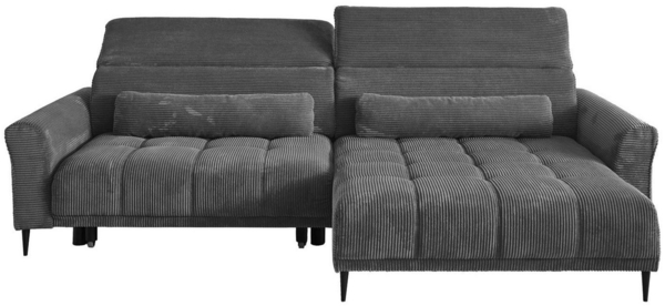 Iwaniccy Ecksofa LOGAN, Cordbezug, Dunkelgrau, B 277 x T 179 cm, 2 Nierenkissen
