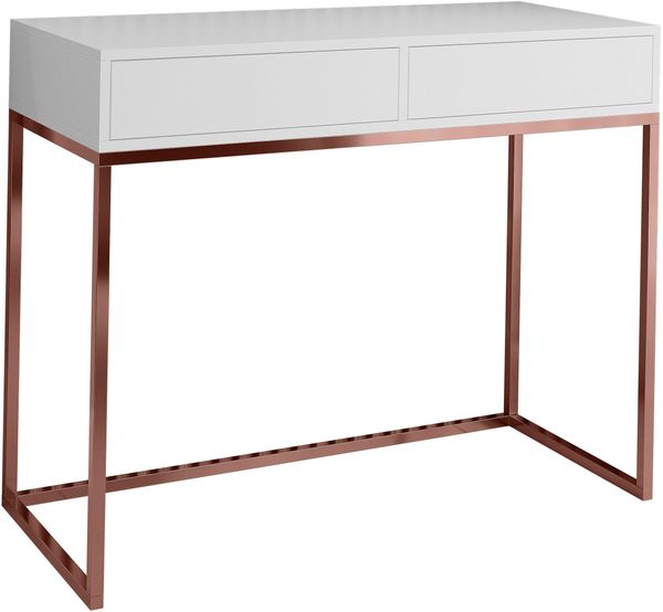 AX LIVING Schminktisch Weiß Lortie 100 Schubladen kupferfarbe Gestell Bild 2