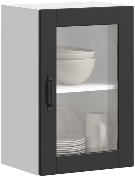 vidaXL Küchen-Hängeschrank mit Glastür Porto Schwarz 854008