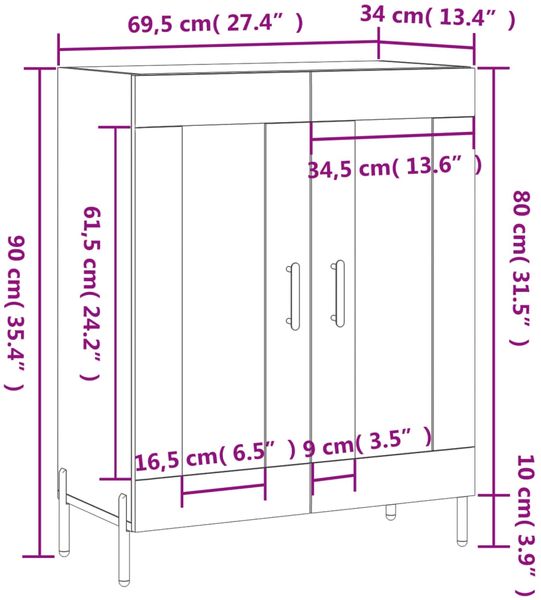 vidaXL Sideboard Räuchereiche 69,5x34x90 cm Holzwerkstoff 830209 Bild 12