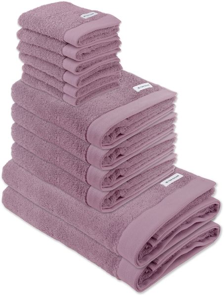 TOM TAILOR Handtuch Set, 12-tlg. - Color Bath, 2x Duschtuch, 4x Handtuch, 6x Gästetuch Mauve Set