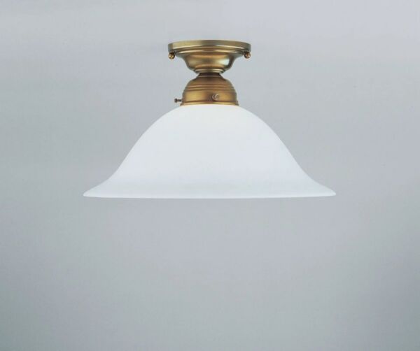 Berliner Messinglampen Deckenleuchte, Ø 30x18 cm, Glas opalweiß / Messing, E27 - ohne Leuchtmittel