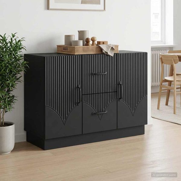 vidaXL Sideboard Schwarz 89 x 34,5 x 57 cm Holzwerkstoff 895346