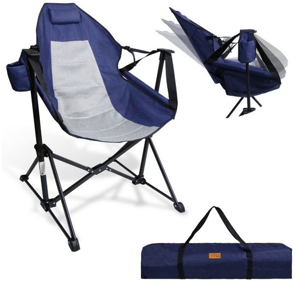 CCLIFE Schaukelstuhl Camping extra groß, Campingstuhl Schaukel Gartenstuhl Faltbar, klappstuhl Outdoor Regiestuhl Strandstuhl