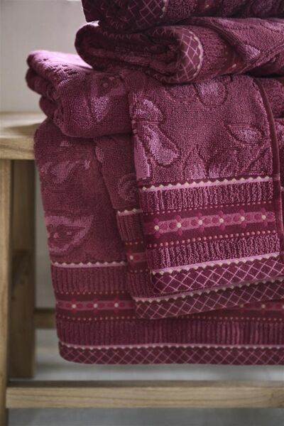 PiP Studio Waschhandschuh Jasmin Jaquard Waschhandschuh dark pink 16x22 cm (1 Stück), 100% Baumwolle (325896)