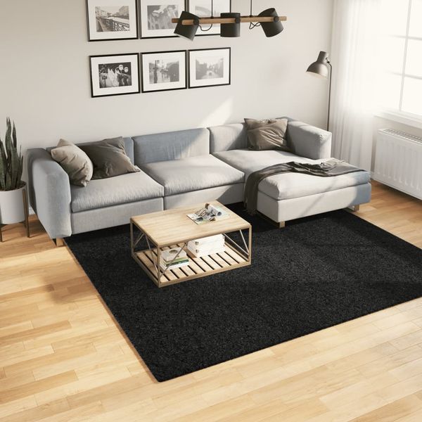 vidaXL Teppich OVIEDO Kurzflor Schwarz 240x240 cm 375562