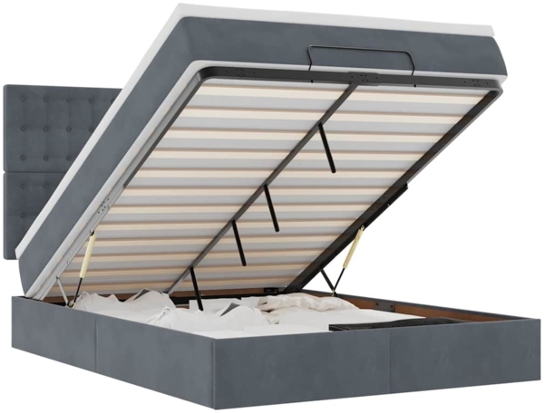 vidaXL Ottoman-Bett mit Matratzen & LEDs Dunkelgrau 140x200 cm Samt 3314469