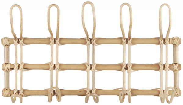 5er Hakenleiste Wandhaken Kleiderhaken Garderobenhaken Rattan Ib Laursen 3765-00