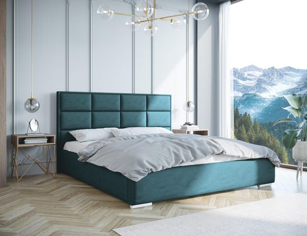 B&B Home 'Kaja II' Boxspringbett mit Bettkasten, Samt, Petrol, 140x222 cm