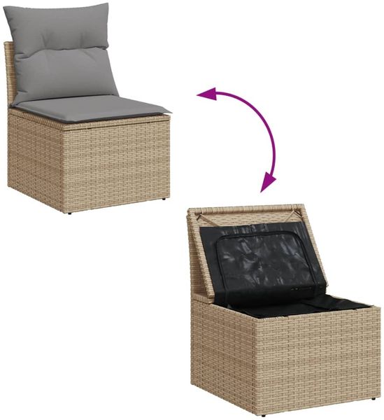 vidaXL 6-tlg. Garten-Sofagarnitur mit Kissen Beige Poly Rattan 3256451 Bild 3