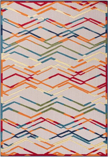 Mazovia Designteppich In- & Outdoor Teppich Wetterfest & UV-beständig Balkon - Bunt, 80x150 cm, Höhe 6 mm, Kurzflor, Weich, Pflegeleicht, Flachgewebe