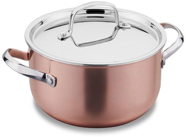Korkmaz Divani Casserole 20 x 10 cm Kupfer-Topf mit Deckel - 2,9 L