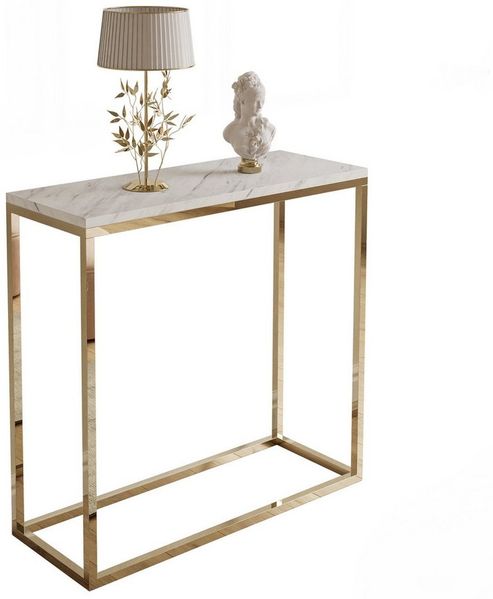 Lookway Konsolentisch MODERN LEVANTO mit goldfarbenem, verchromtem Gestell (1x Konsole), Breite 80/100 cm