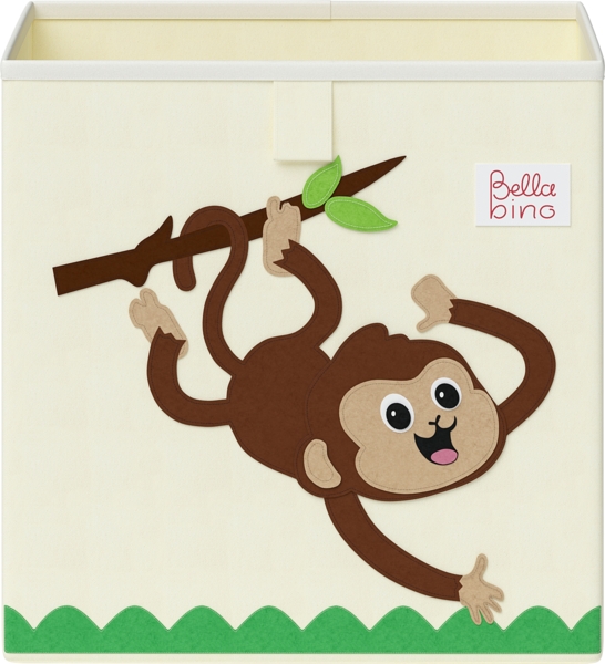 Bellabino 'Koro' Kinderbücherregal, weiß, Kinderregal mit 3 Fächern für Bücher und 2 Fächern für Boxen, inkl. 2 Faltboxen (Affe/Löwe) Bild 13