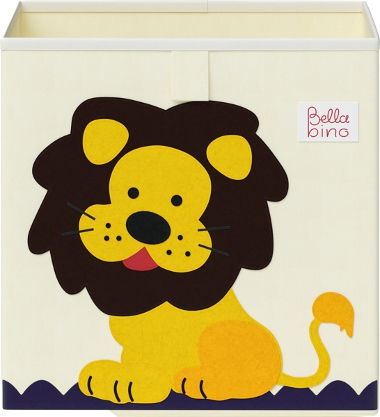 Bellabino 'Koro' Kinderbücherregal, weiß, Kinderregal mit 3 Fächern für Bücher und 2 Fächern für Boxen, inkl. 2 Faltboxen (Affe/Löwe) Bild 12