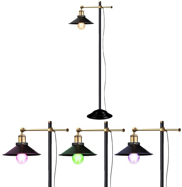 RGB LED Stehlampe, Altmessing, schwarz, LENIUS