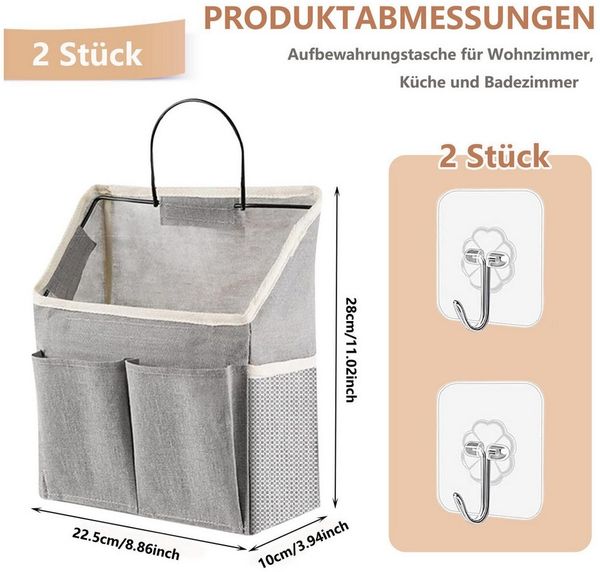 FOUORTUNATE-BEE Hängeaufbewahrung 2 Stück Hängeorganizer Spind Organizer Wasserfeste Hängeaufbewahrung (Faltbarer Hänge Organizer Wandorganizer mit 3 Fächern, 2 St, für Schlafzimmer Büro Badezimmer Küche Camping)
