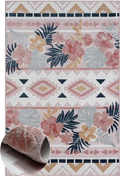 Wohnando Teppich MY-RUG Outdoor-Teppich "Aurora II" 230X160 cm, rosa, rechteckig, Höhe: 8 mm, mit floralem Hoch-Tief-Design, für drinnen und draußen