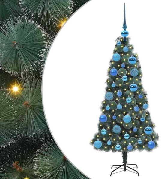 vidaXL Künstlicher vorbeleuchteter Weihnachtsbaum mit Kugelset 120 cm 3396148