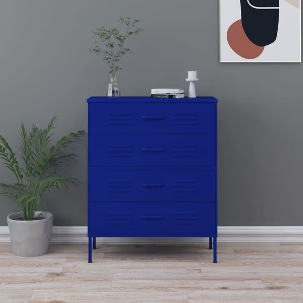 vidaXL Kommode Marineblau 80x35x101,5 cm Stahl 336199